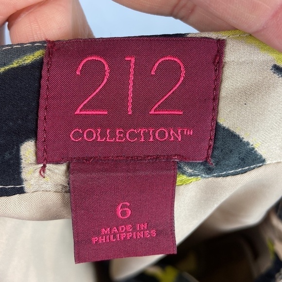 212 Collection Fully Lined Green Leaf Print Pencil Skirt with Side Zip - Picture 6 of 6